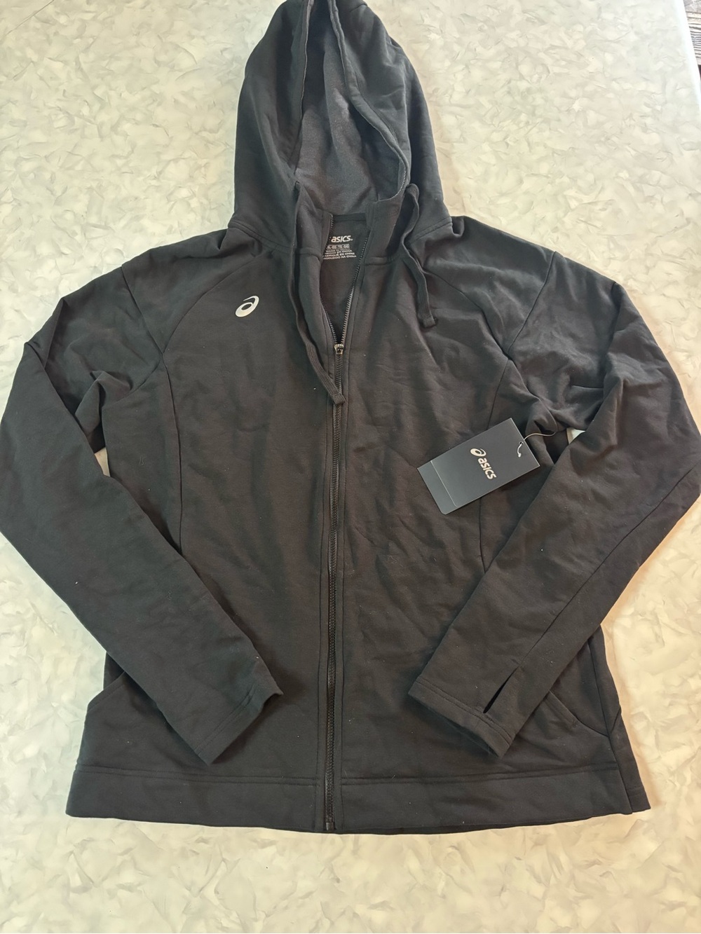 ASICS Womens Everyday Full Zip Hoodie Jacket Black XL NWT $50 Warmup Activewear